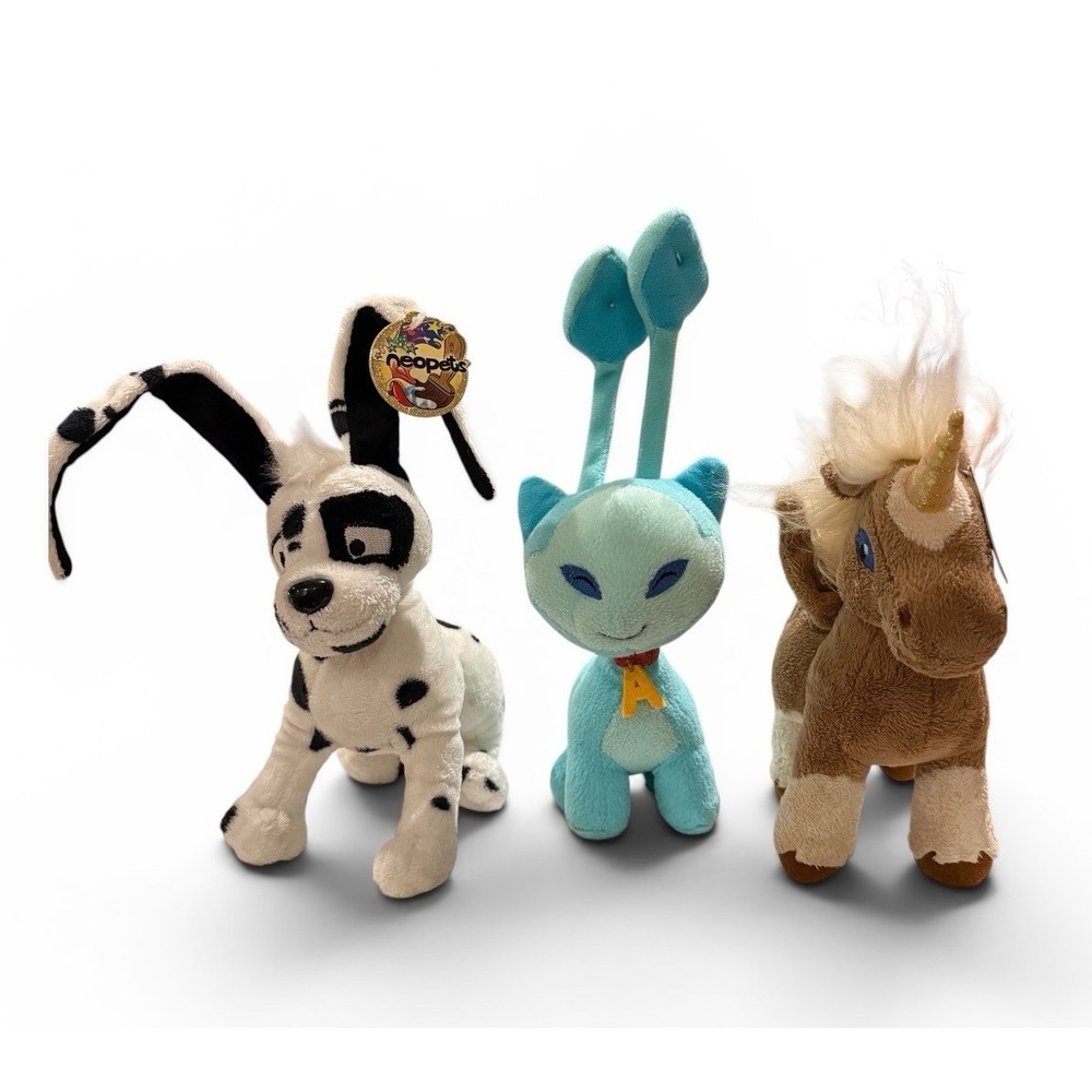Vintage 2004 Neopets Plush Lot Of 3 Gelert Brown Uni Blue Aisha Limited Too